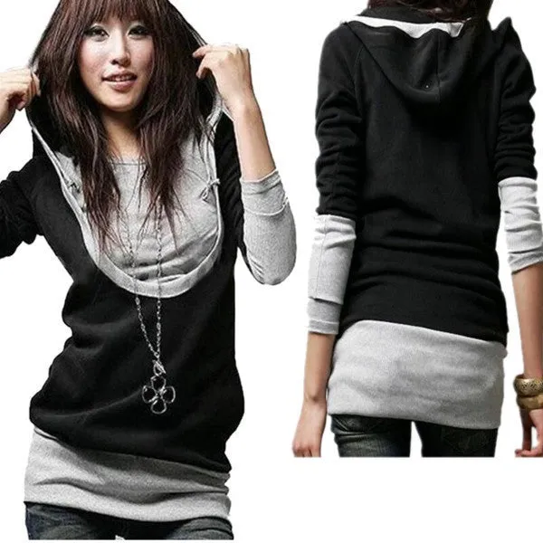 Fashion Korean Style Women Long Sleeve Hooded Casual Hoodies Sweatshirt Blouse Tops Outerwear