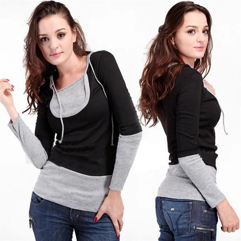 Fashion Korean Style Women Long Sleeve Hooded Casual Hoodies Sweatshirt Blouse Tops Outerwear