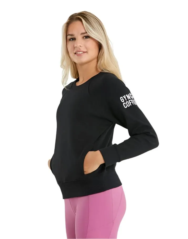 Gym Coffee Womens Sweatshirt Chill Crew Black