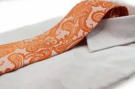 Mens Orange Paisley Patterned Neck Tie