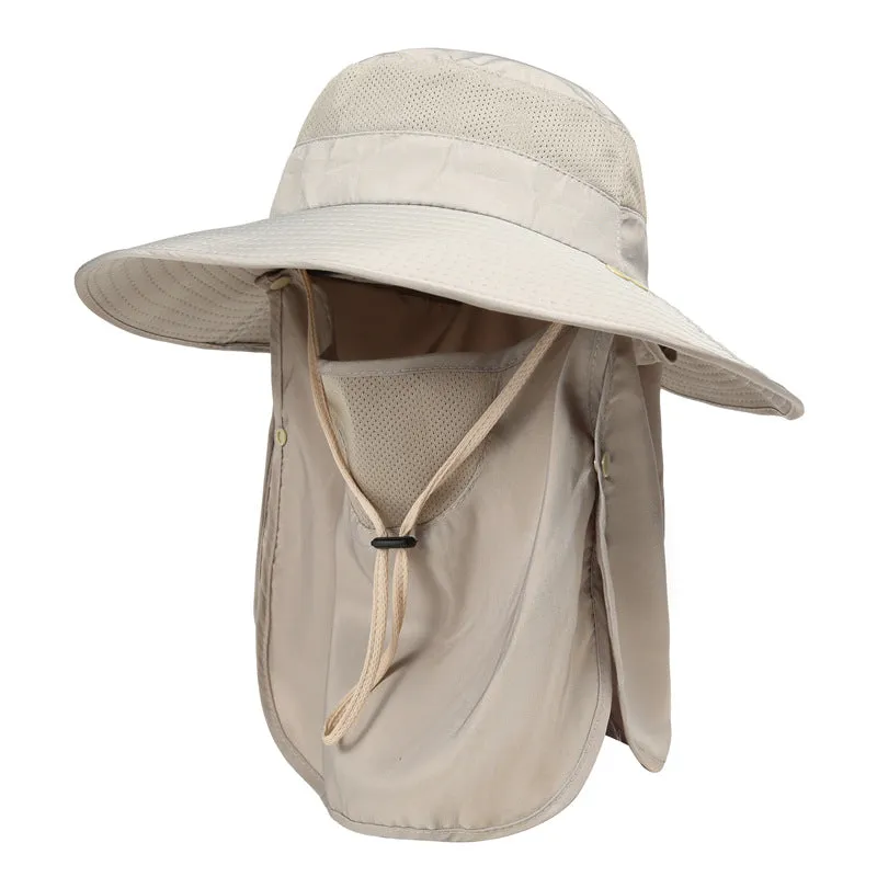 UPF 50  Wide Brim Fishing Hat with Face Neck Flap